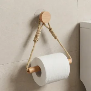 Väggmonterad självhäftande toalettpappershållare i trä