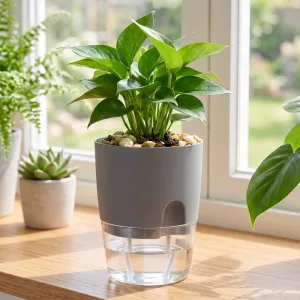 flower pots with water reservoir, self watering flowerpot