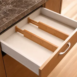 bamboo drawer organizer, bamboo drawer dividers, bamboo kitchen drawer organizer