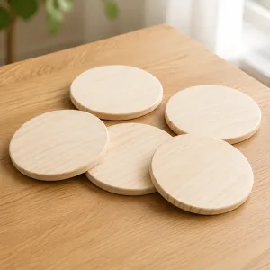 5 st DIY enkla glasunderlägg i trä för pyssel