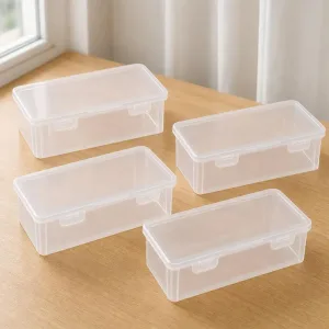 4-pack genomskinliga förvaringslådor för konstmaterial och kontorsartiklar