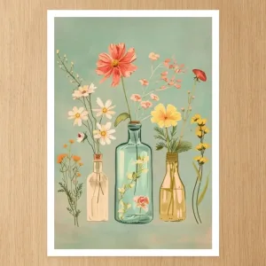 DIY linnecanvas måla efter nummer blommor färgläggningsset