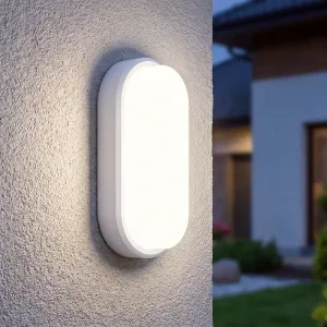Minimalistisk kallvit oval LED-vägglampa