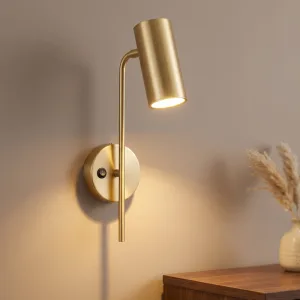 Modern vägglampa med svängarm, roterbar LED-lampa och strömbrytare
