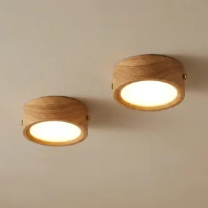 2 st justerbara infällda LED-takspotlights i trä